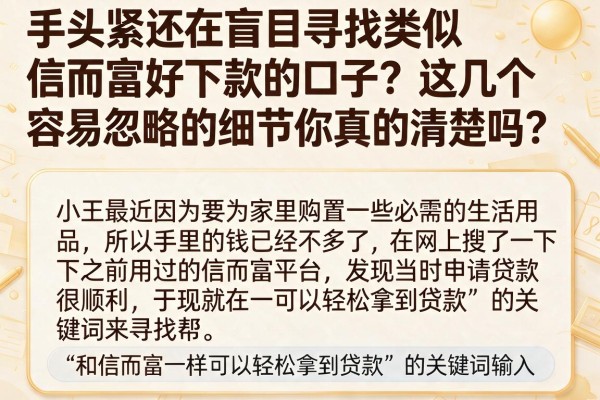 手头紧还在盲目寻找类似信而富好下款的口子？这几个容易忽略的细节你真的清楚吗？