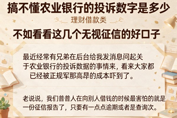 搞不懂农业银行的投诉数字是多少？不如看看这几个无视征信的好口子