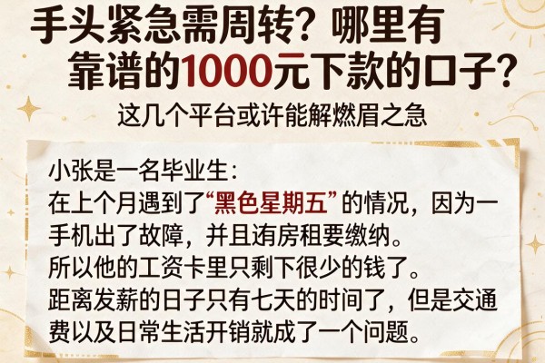 手头紧急需周转？哪里有靠谱的1000元下款的口子？这几个平台或许能解燃眉之急