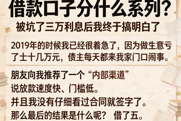 借款口子分什么系列？被坑了三万利息后我终于搞明白了