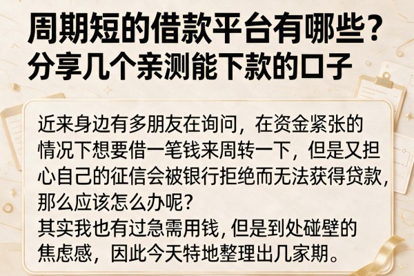 周期短的借款平台有哪些？分享几个亲测能下款的口子