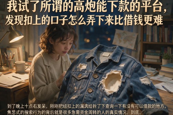 我试了所谓的高炮能下款的平台，发现纽扣上的口子怎么弄下来比借钱更难
