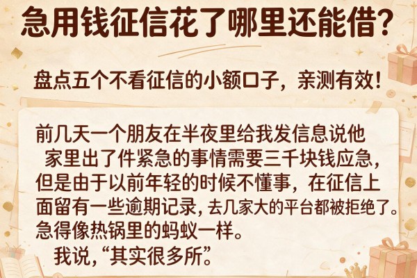 急用钱征信花了哪里还能借？盘点五个不看征信的小额口子，亲测有效！
