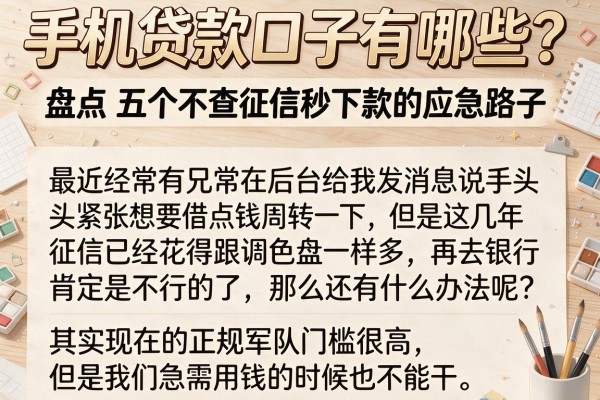 手机贷款口子有哪些？盘点五个不查征信秒下款的应急路子
