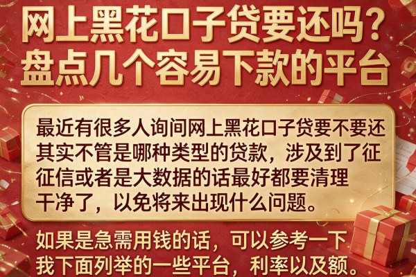 网上黑花口子贷要还吗？盘点几个容易下款的平台