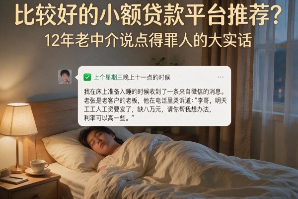 比较好的小额贷款平台推荐?12年老中介说点得罪人的大实话