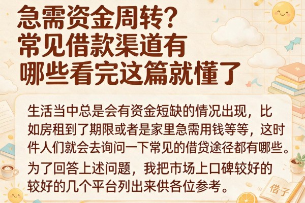 急需资金周转？常见借款渠道有哪些看完这篇就懂了