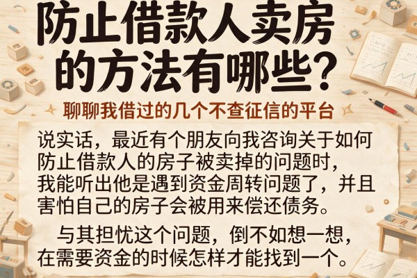 防止借款人卖房的方法有哪些？聊聊我借过的几个不查征信的平台