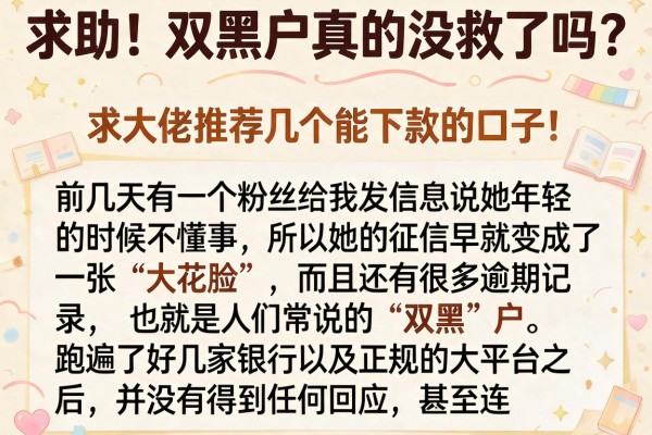 求助！双黑户真的没救了吗？求大佬推荐几个能下款的口子！