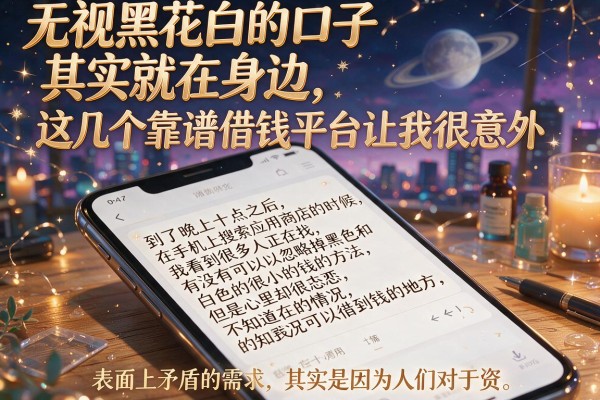 无视黑花白的口子其实就在身边，这几个靠谱借钱平台让我很意外