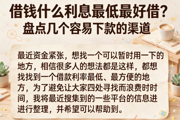 借钱什么利息最低最好借？盘点几个容易下款的渠道