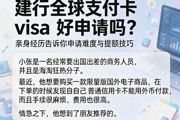 建行全球支付卡visa好申请吗？亲身经历告诉你申请难度与提额技巧
