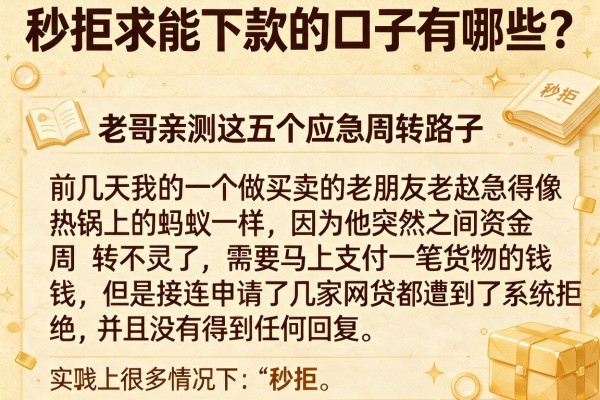 秒拒求能下款的口子有哪些？老哥亲测这五个应急周转路子