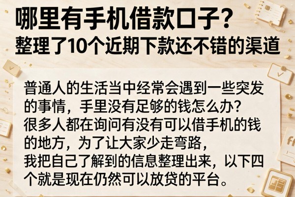 哪里有手机借款口子？整理了10个近期下款还不错的渠道