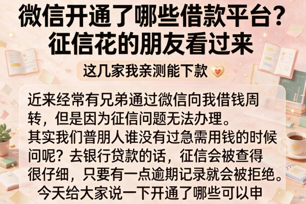 微信开通了哪些借款平台？征信花的朋友看过来，这几家我亲测能下款