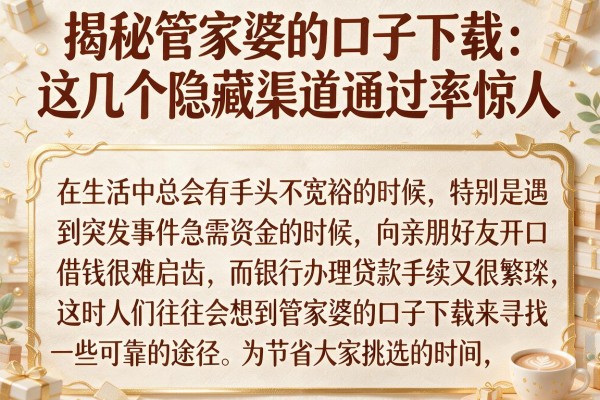 揭秘管家婆的口子下载：这几个隐藏渠道通过率惊人