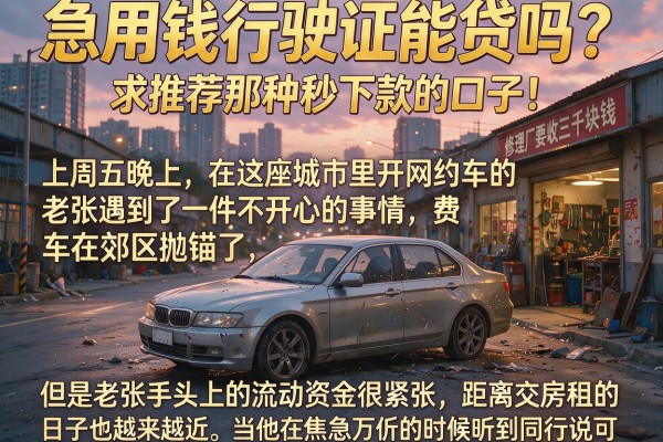 急用钱行驶证能贷吗？求推荐那种秒下款的口子！