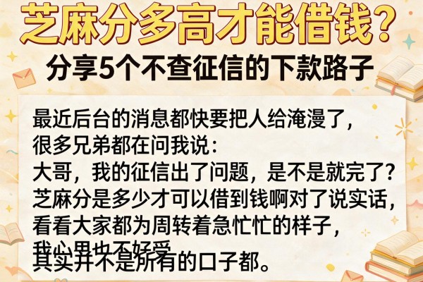 芝麻分多高才能借钱？分享5个不查征信的下款路子