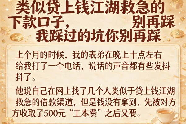 类似贷上钱江湖救急的下款口子，我踩过的坑你别再踩