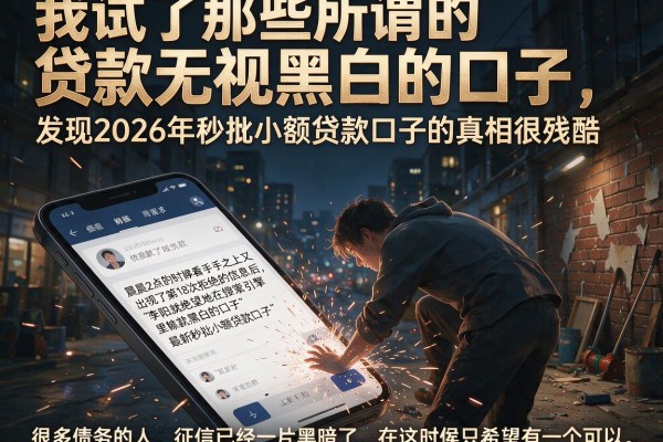 我试了那些所谓的贷款无视黑白的口子，发现2026年秒批小额贷款口子的真相很残酷