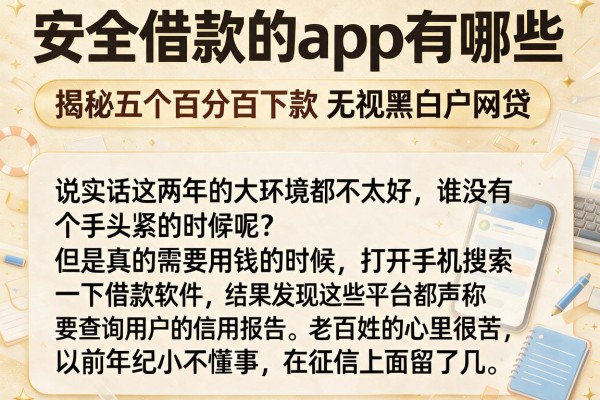 安全借款的app有哪些，揭秘五个百分百下款无视黑白户网贷