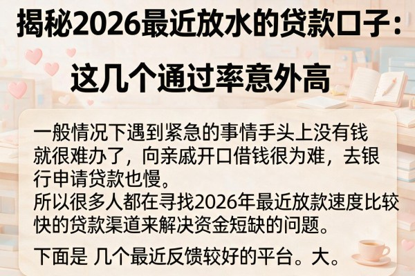 揭秘2026最近放水的贷款口子，这几个通过率意外高