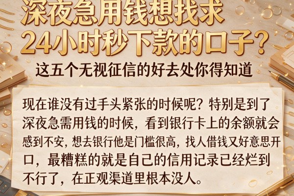 深夜急用钱想找求24小时秒下款的口子？这五个无视征信的好去处你得知道