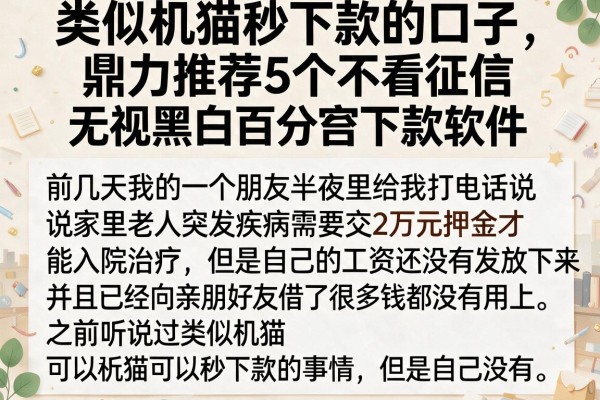 类似机猫秒下款的口子,鼎力推荐5个不看征信无视黑白百分百下款软件