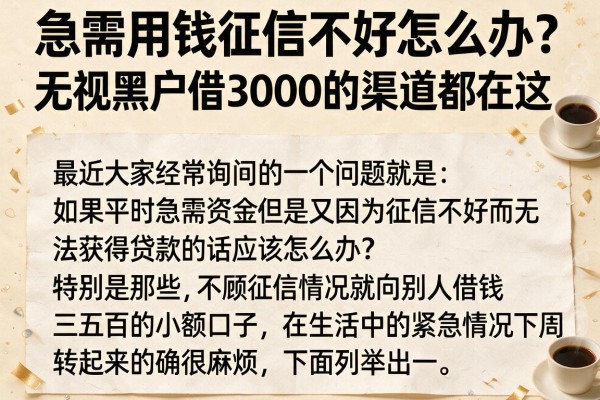 急需用钱征信不好怎么办？无视黑户借3000的渠道都在这