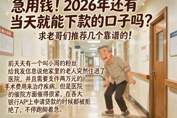 急用钱！2026年还有当天就能下款的口子吗？求老哥们推荐几个靠谱的！