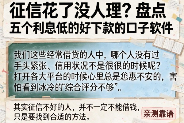 征信花了没人理？盘点五个利息低的好下款的口子软件，亲测靠谱