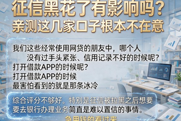 征信黑花了有影响吗？亲测这几家口子根本不在意，急用钱的看过来