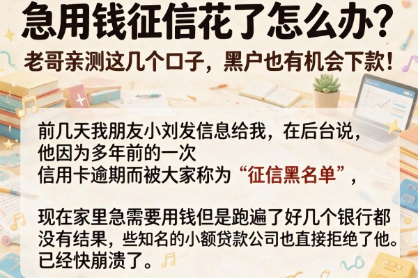 急用钱征信花了怎么办？老哥亲测这几个口子，黑户也有机会下款！