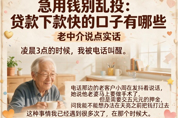 急用钱别乱投：贷款下款快的口子有哪些，老中介说点实话