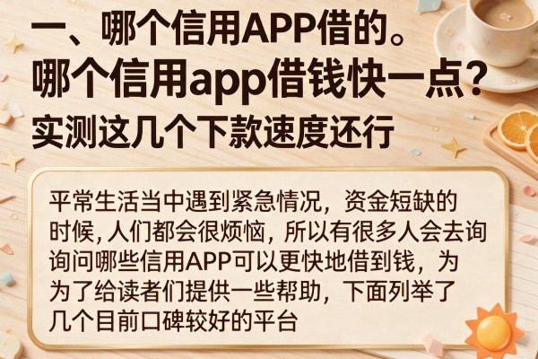 哪个信用app借钱快一点？实测这几个下款速度还行
