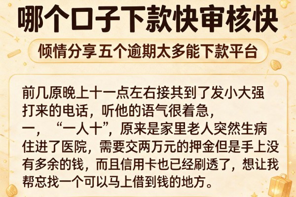 哪个口子下款快审核快，倾情分享五个逾期太多能下款平台
