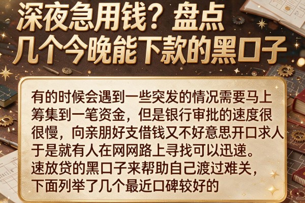 深夜急用钱？盘点几个今晚能下款的黑口子