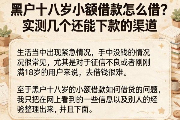 黑户十八岁小额借款怎么借？实测几个还能下款的渠道