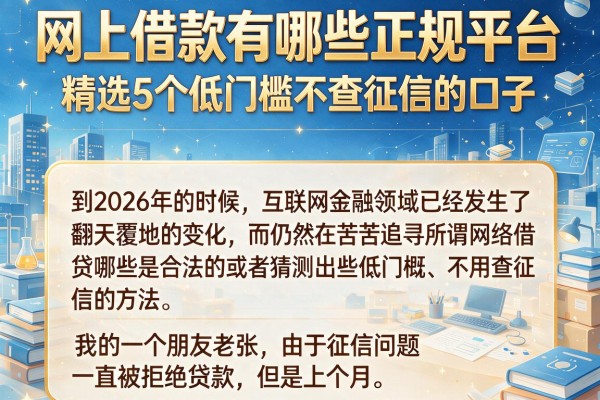 网上借款有哪些正规平台，精选5个低门槛不查征信的口子