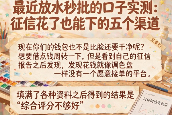 最近放水秒批的口子实测：征信花了也能下的五个渠道