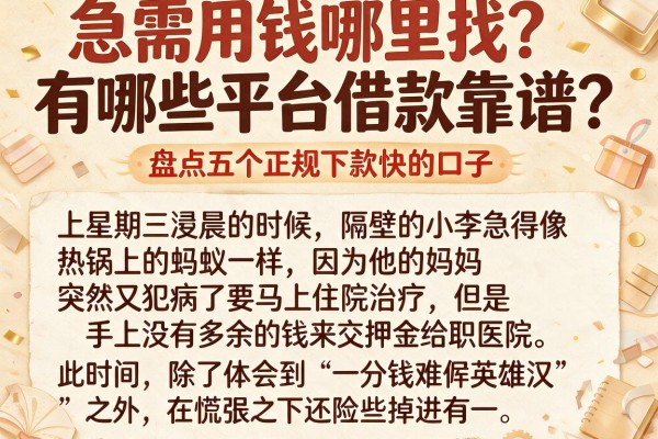 急需用钱哪里找？有哪些平台借款靠谱？盘点五个正规下款快的口子