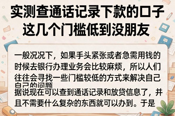 实测查通话记录下款的口子，这几个门槛低到没朋友