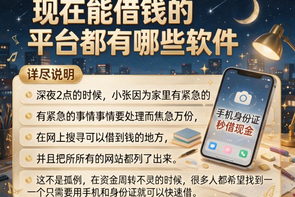 现在能借钱的平台都有哪些软件，详尽说明五个手机身份证秒借现金的app