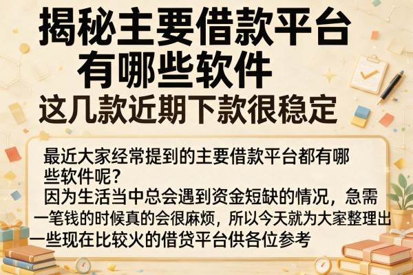 揭秘主要借款平台有哪些软件，这几款近期下款很稳定