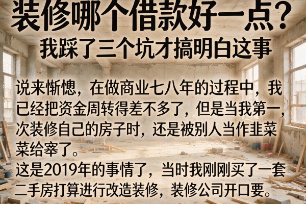 装修哪个借款好一点？我踩了三个坑才搞明白这事