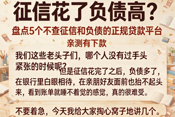 征信花了负债高？盘点5个不查征信和负债的正规贷款平台，亲测有下款