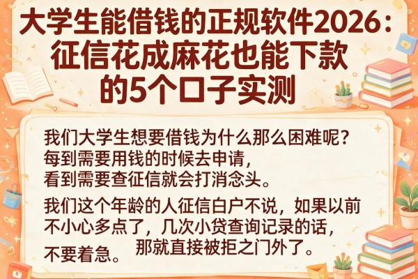 大学生能借钱的正规软件2026：征信花成麻花也能下款的5个口子实测