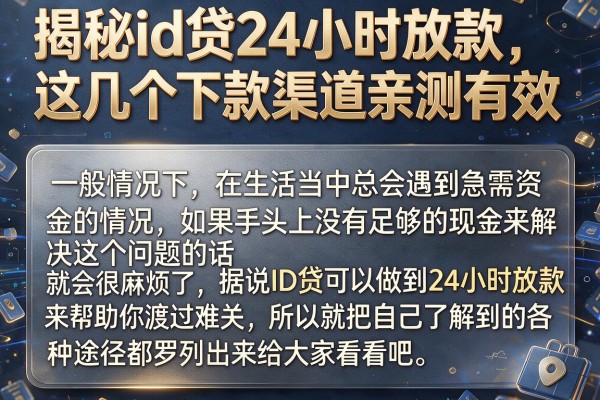 揭秘id贷24小时放款，这几个下款渠道亲测有效