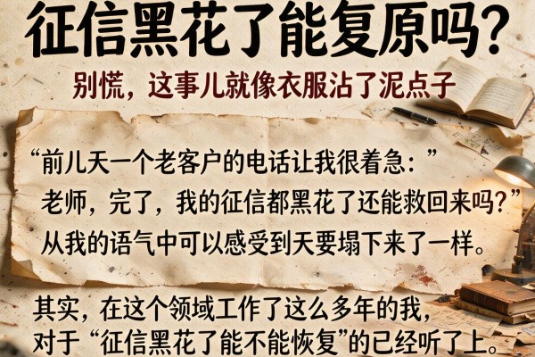 征信黑花了能复原吗？别慌，这事儿就像衣服沾了泥点子