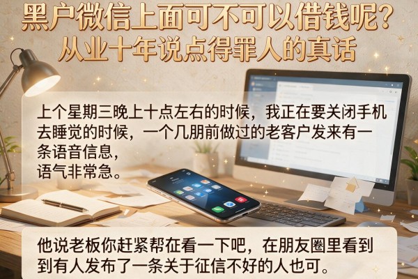 黑户微信上面可不可以借钱呢？从业十年说点得罪人的真话